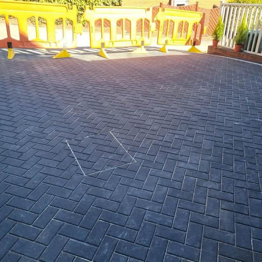 Herringbone block paving driveway