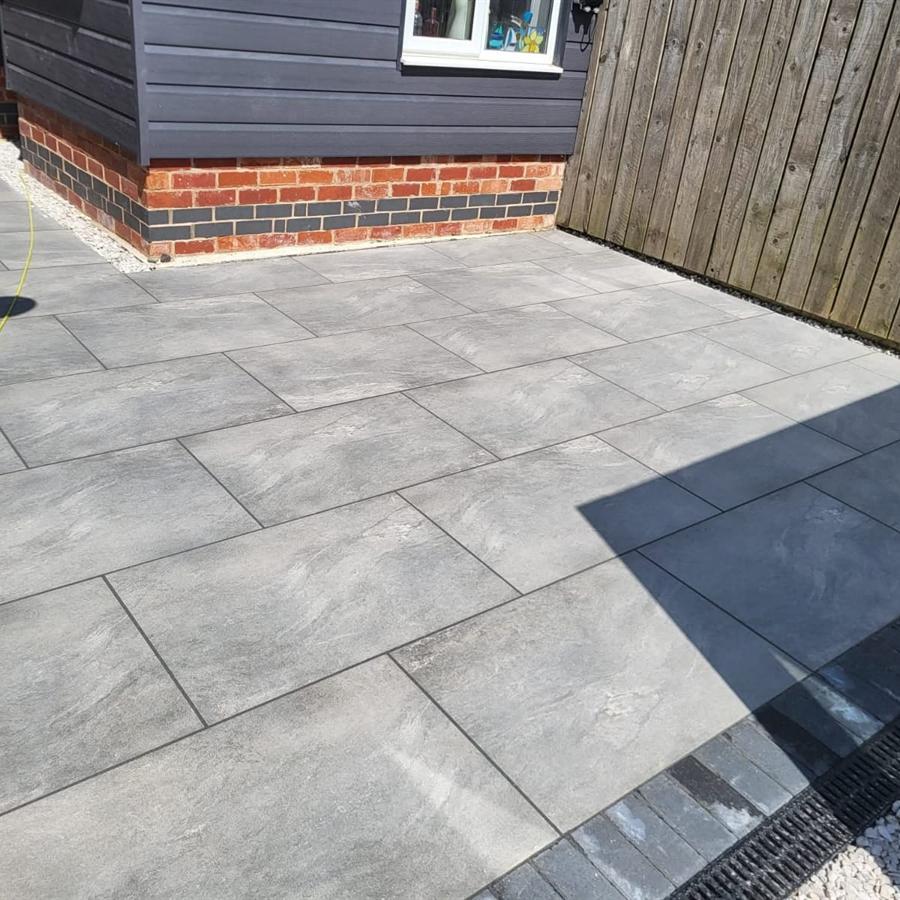 Grey porcelain patio