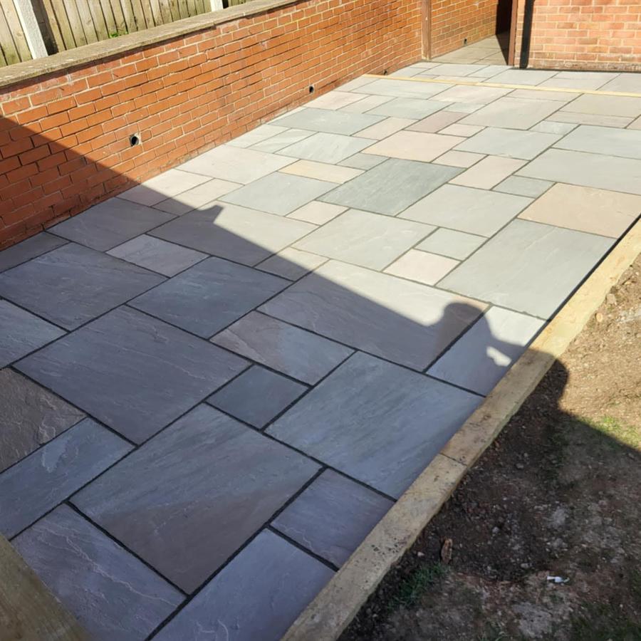 Autumn brown sandstone patio
